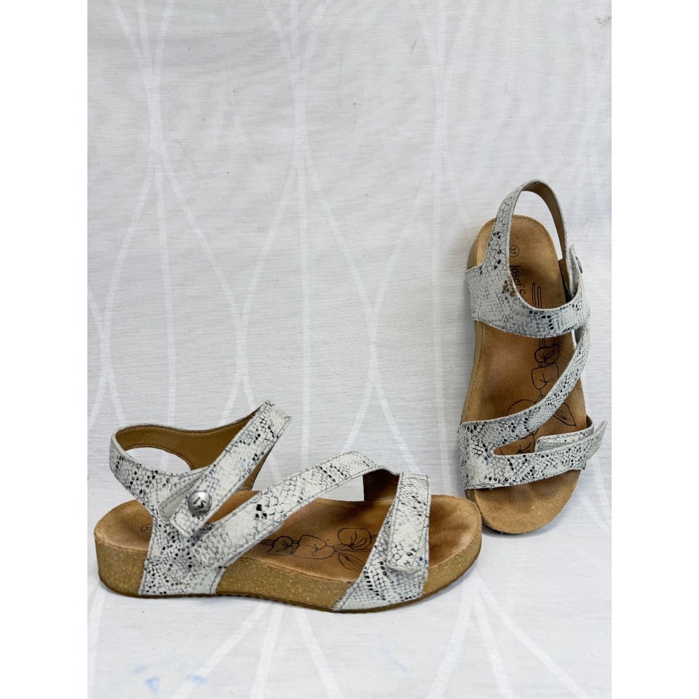 Josef Seibel sz EU 37 US 6-6.5 Tonga 25 Grey Snake Print Leather Comfort Sandals